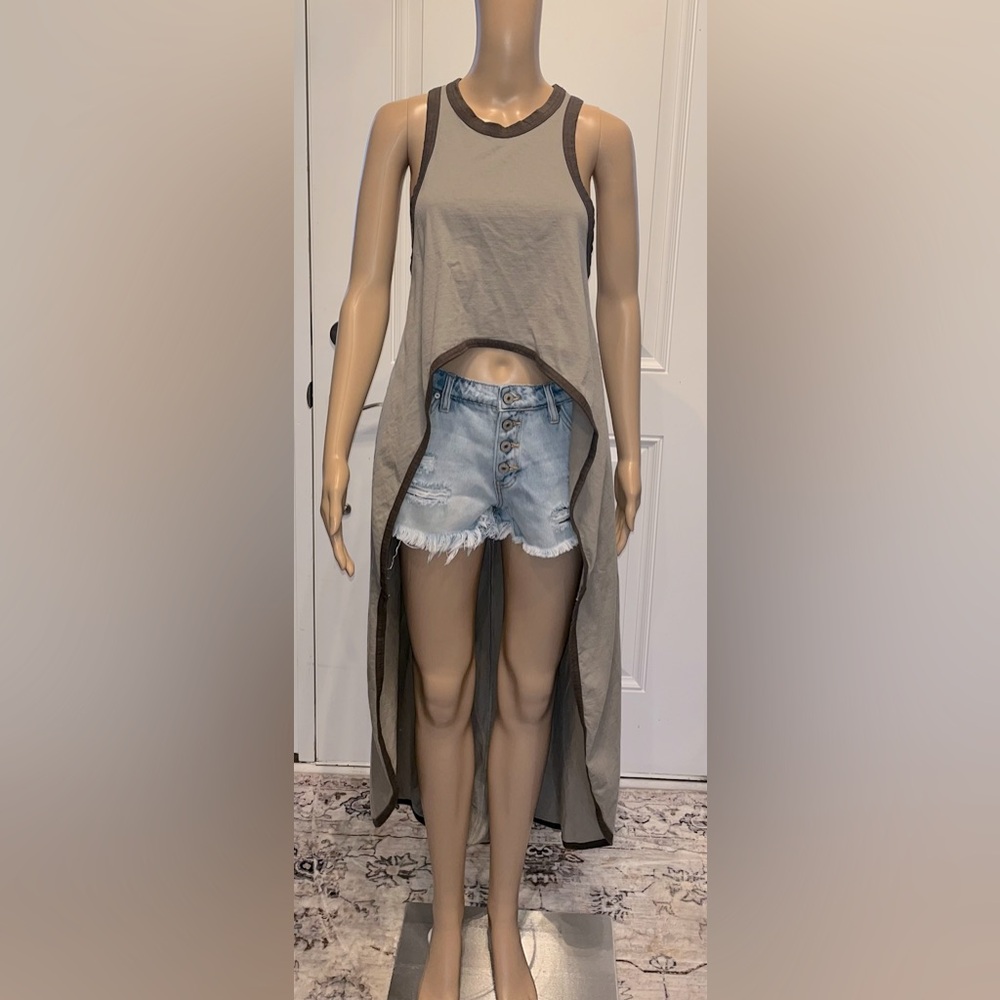 Freepeople Crop Front Long Duster Back Sleeveless Shirt